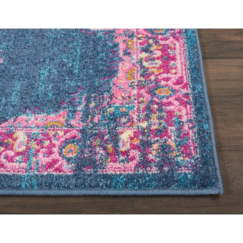 Mercury Row® Abbate Oriental Navy Blue/Pink Area Rug & Reviews